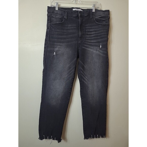 Celebrity Pink Denim - Celebrity Pink Women's Distressed Black Jeans 19/34 Raw Hem